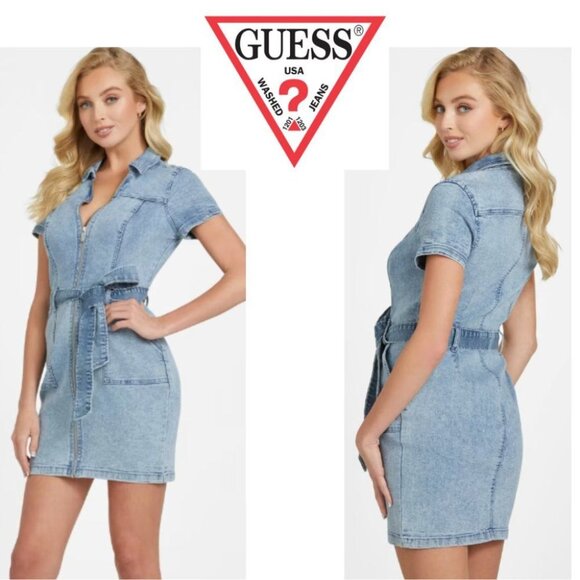 GUESS Odessy Belted Denim Dress - Picture 1 of 12